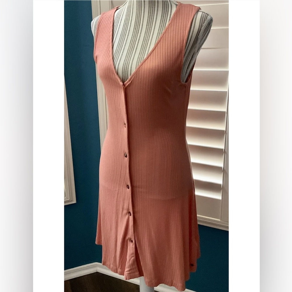 NWT Roxy Dream Do Buttoned Rib Knit Tank Dress Tawny Orange Size M Medium - Picture 10 of 11
